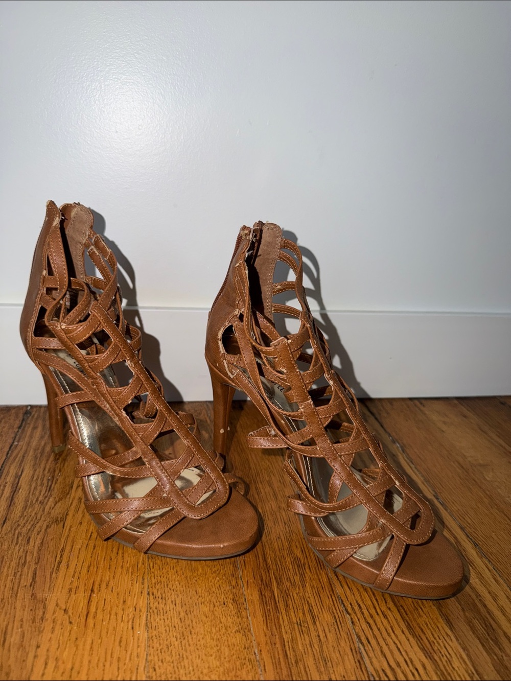 Jennifer Lopez Brown Strappy Gladiator High Heel Sandals